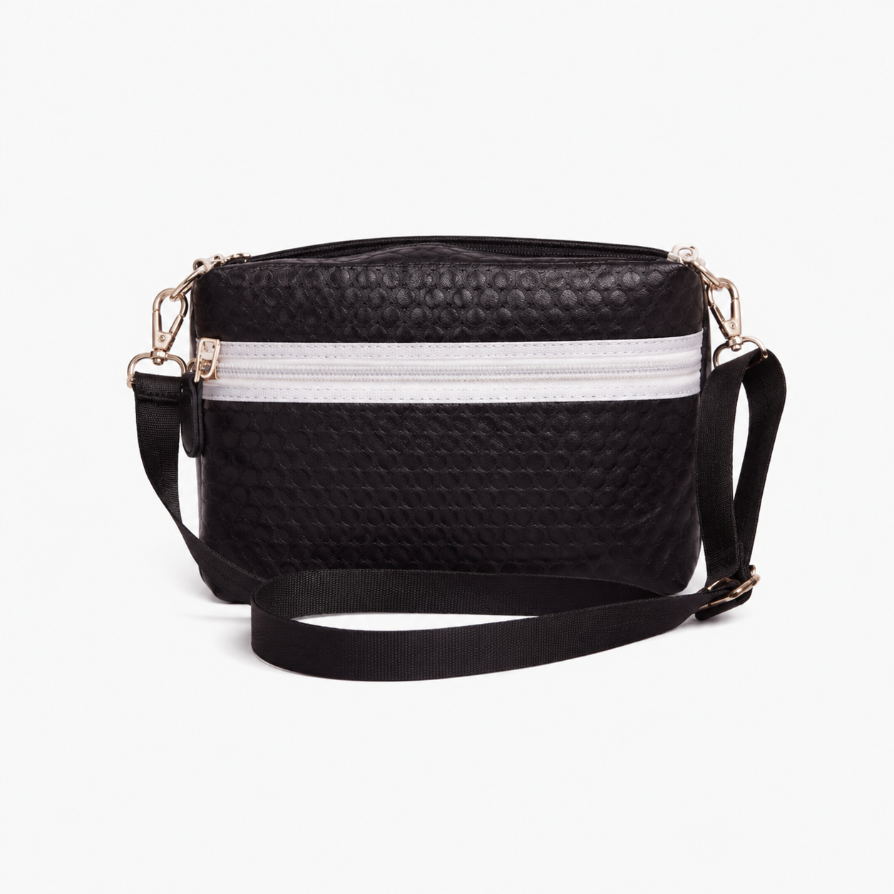 Bolsa Tiracolo Cross Body Preta com Branco
